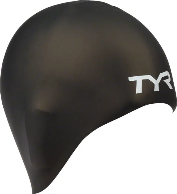 TYR Long Hair Silicone Swim Cap, Black