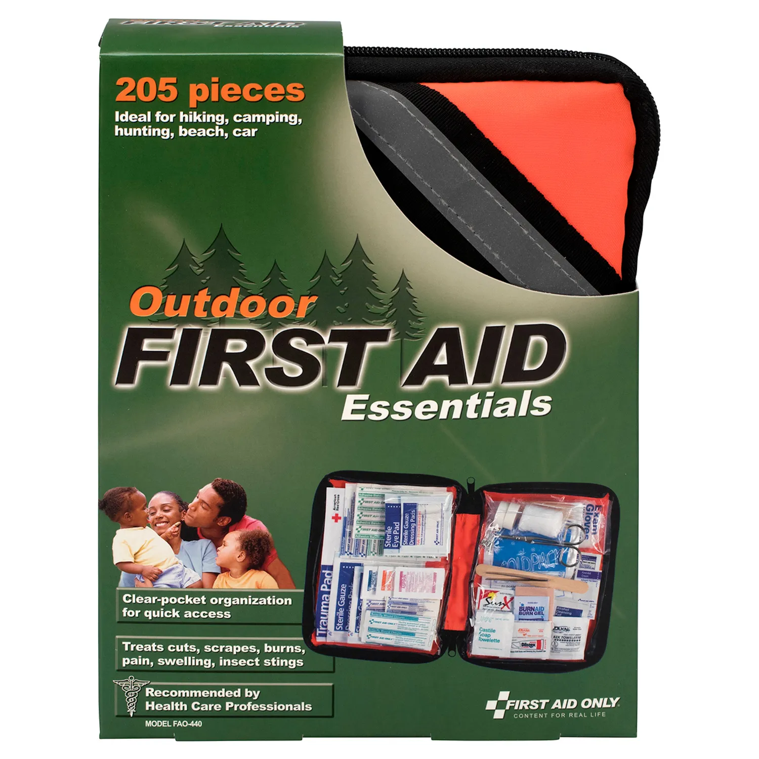 First Aid Only Outdoor First Aid Kit for Hiking and Camping, 205 Pieces