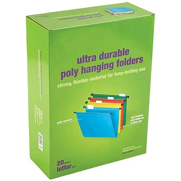 MyOfficeInnova<wbr/>tions Poly Hanging File Folders 5-Tab Letter Size Assorted Colors