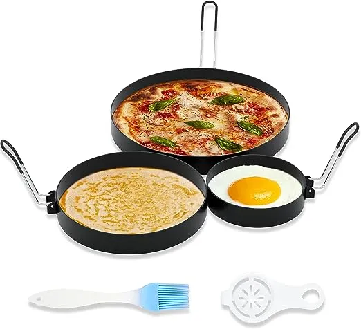 Ameupin 8" Omelet Ring, 6" Pancake Ring, 3.5" Egg Ring for Griddle Frying Eggs ...