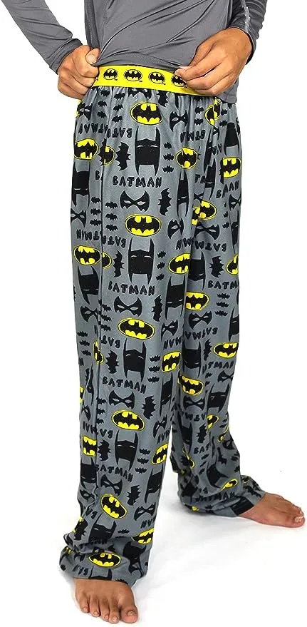 DC Comics Batman Boy's Flannel Pajama Pants (Large / 10-12, Grey)