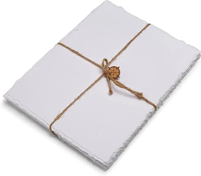 Handmade White Deckle Edge Blank Paper | Wanderings 50 Pack - A6=4x6"-150GSM