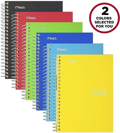 Mead Spiral Notebooks 1 Subject College Ruled Paper 100 Sheets 7 x 4-3/8&#034; Per...