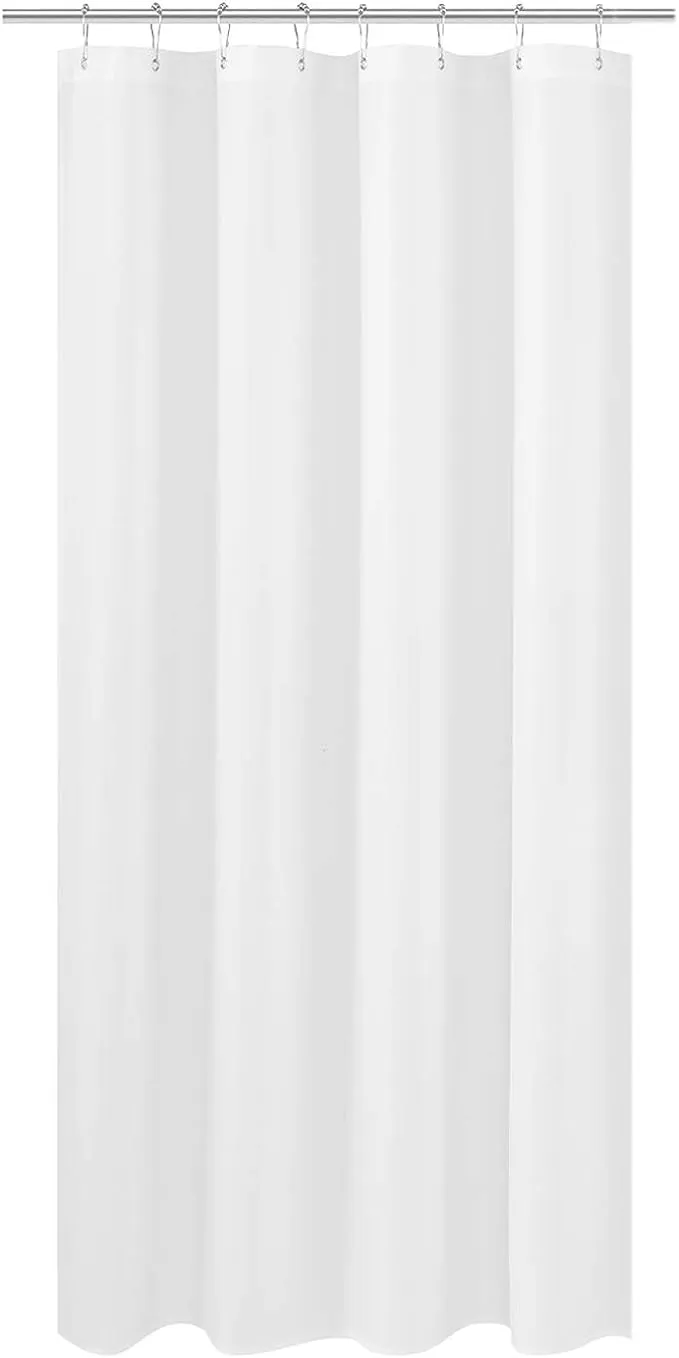 N&Y Home RV Shower Curtain Liner Fabric 47 x 64 Inches, Hotel Quality, Washable, Water Repellent, White Bathroom Curtains with Grommets, 47x64