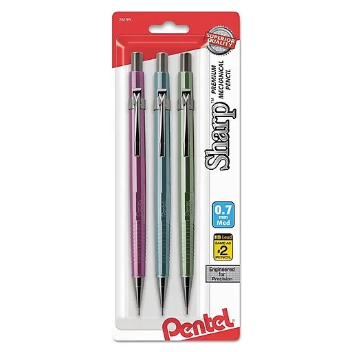 Pentel Sharp Mechanical Drafting Pencil 0.7 mm Assorted Barrels 3/Pack