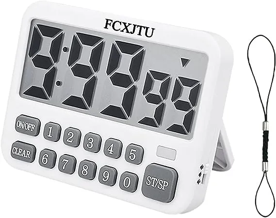 FCXJTU Temporizador digital de cocina, pantalla grande, temporizador de ciclo de cuenta arriba/abajo con dígitos de entrada directa, alarma fuerte, luz de destello, soporte trasero magnético fuerte para hornear, ducha, baño, profesor