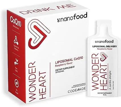 Codeage, Nanofood, Wonder Heart, CoQ10 liposomale, Framboise, 30 sachets de 10 ml chacun