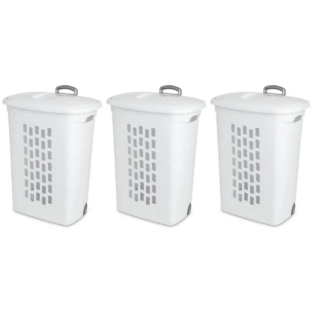 Sterilite Ultra™ Wheeled Hamper Plastic, White