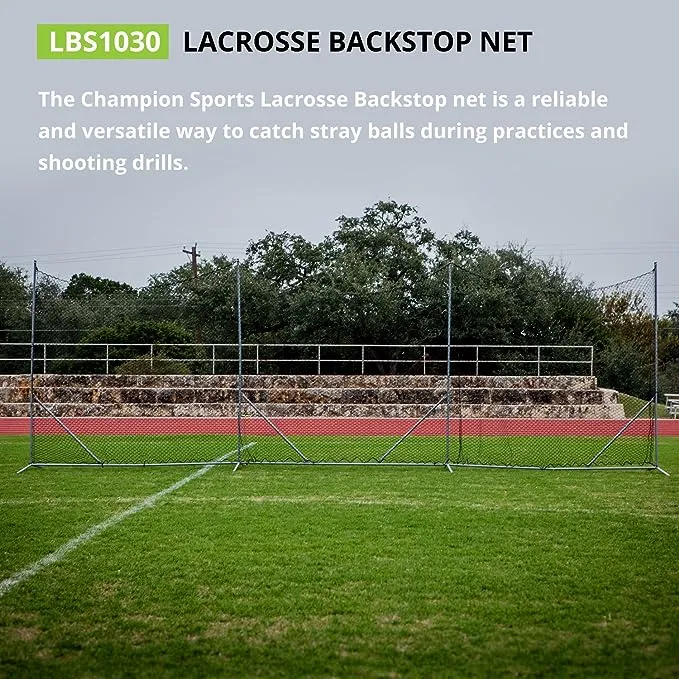 Champion Sports Lacrosse Backstop Net: Ball Barrier for Professional, College and Grade School Training, Practice and Drills - Field Organizer for Stray Balls,White