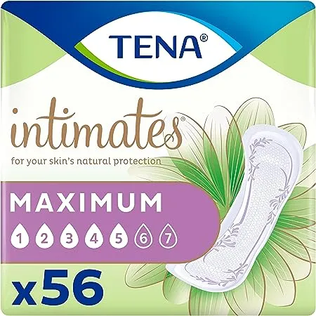 TENA Intimates Maximum Absorbency Incontinence/Bladder Control Pad for Women, Regular Length, 56 Count