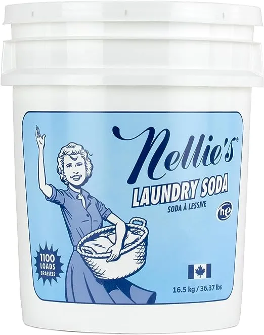 Nellie's Powder Laundry Soda 500-Load Pow Bucket 8 kg 17.5 lbs Sealed