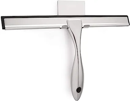 HIWARE All-Purpose Shower Squeegee for Shower Doors, Bathroom, Window and Car Glass - Stainless Steel, 10 Inches