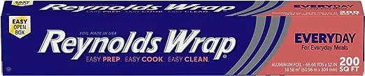 Reynolds Wrap Recycled Aluminum Foil, Recycled Foil Roll, Made From 100% Recycled Materials, With Secure Easy Open and Close Tab, 200 Sq. Ft.