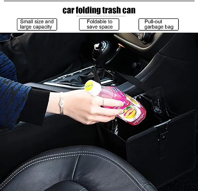 Hanging Car Trash Bag Can Premium Waterproof Litter Garbage Bag Organizer 1.85 Gallon Capacity Black PowerTiger