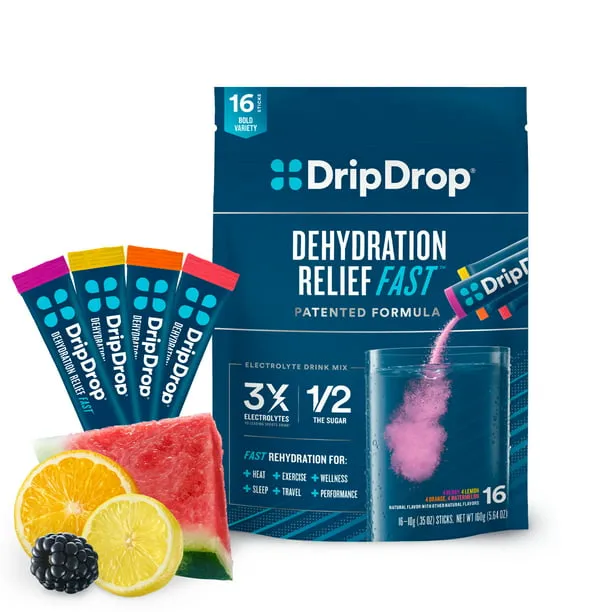 DripDrop Hydration - Lemon Lime - Electrolyte Drink Mix Single Serve Hydration Powder Packets Non-GMO