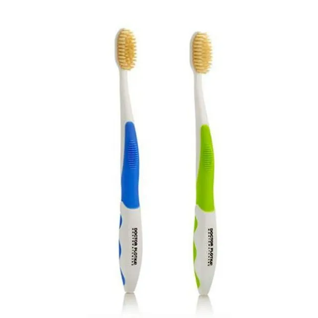 MOUTHWATCHERS Dr Plotkas Extra Soft Flossing Toothbrush Manual Soft Toothbrush for Adults, Ultra CleanToothbrush, Good for Sensitive Teeth and Gums, 2 Pack - Colors May Vary