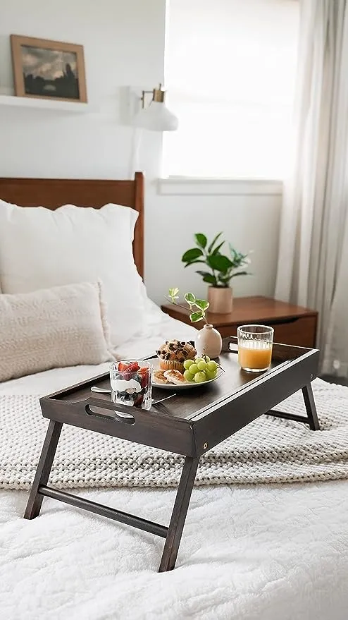 Rossie Home Bamboo Media Bed Tray, Espresso