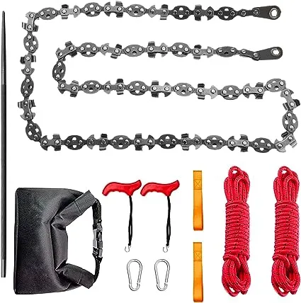 Upgrade 53 Inch High Reach Tree Limb Hand Rope Saw, 68 Sharp Teeth Blades on Both Sides, Folding Rope Chain Saw for Camping