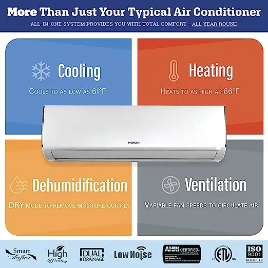 Pioneer Diamante Series 24,000 BTU 18 SEER 230V Ductless Mini-Split Air Conditioner Heat Pump Full Set with 16 ft. Kit