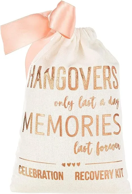 10 Pcs 5&#034;x7&#034; Bridal Shower Party Gift Bags - ROSE GOLD Foil &#034;HANGOVERS&#034; - Bac...