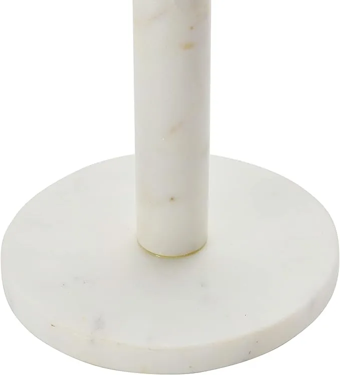 Modern Marble Paper Towel Holder with Brass Accent Band, White