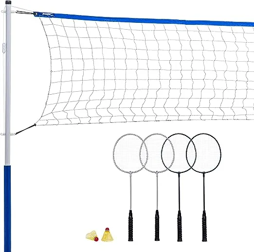 Franklin Sports Portable Badminton Set - Adult and Kids Badminton Net - Perfect Backyard/Lawn Game - Includes 4 Racquets - Recreational