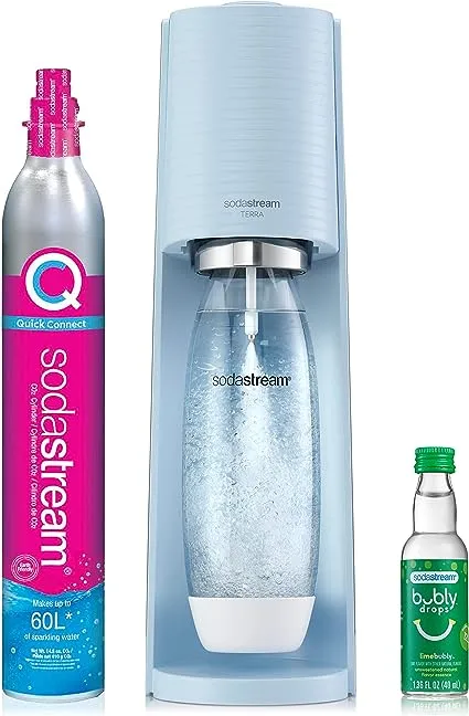 Sodastream Terra Sparkling Water Maker Bundle Red, with CO2, DWS Bottles, and bubly Drops Flavors