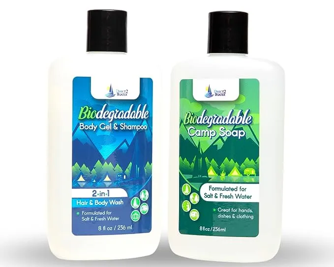 Biodegradable Shampoo & Body Wash Organic 8 oz Bottle Soap Body Wash For Fresh & Salt Water No Dies or Fragrances