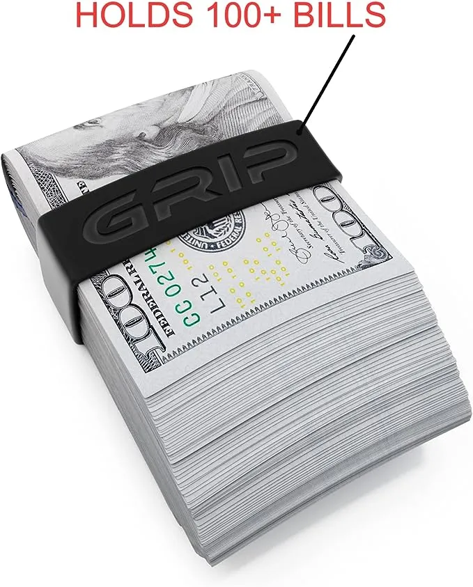 Grip Money Bands (Pack of 3) - BLACK - Premium Silicone Band for Cash &amp; Black 