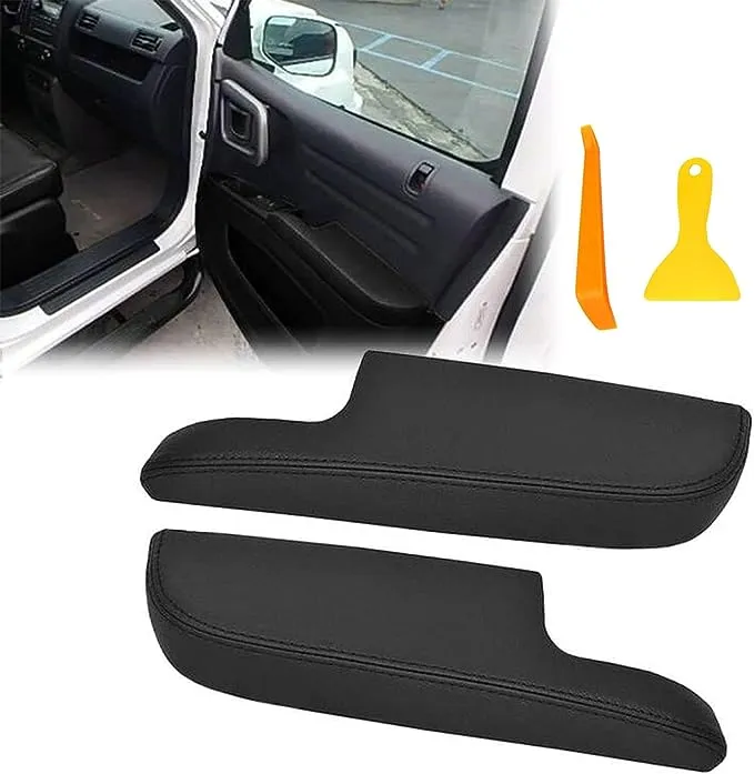 FZJDSD Black Leather Front Door Panel Armrest Cover Skin Compatible with Honda Ridgeline 2009 2010 2011 2012 2013 2014