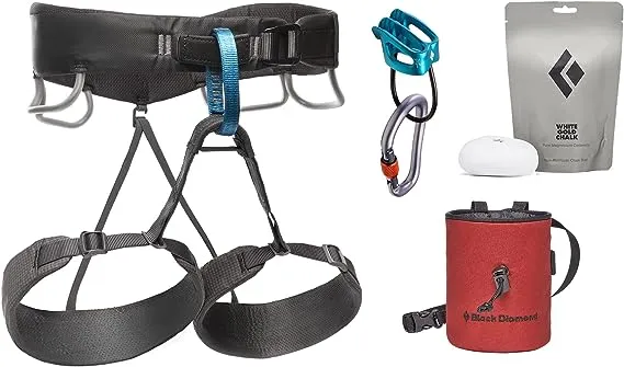 Black Diamond Mens Momentum Rock Climbing Harness - Complete Package