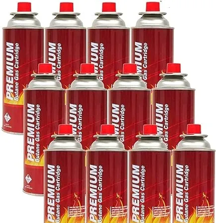 Pack of 12 Butane Fuel Cylinders| 8oz Butane Canisters for Portable Stove | Butane Torch Replacement Canisters