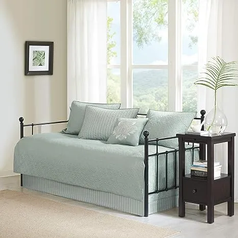 Quebec 6 Piece Reversible Daybed Cover Set - Seafoam - Madison Park