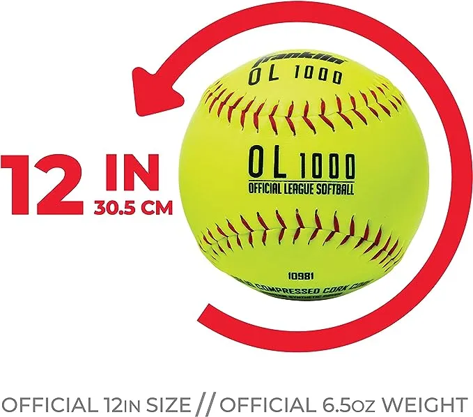 Franklin 1550D12-XCP12 Softballs Yellow Synthetic 12" Yellow - pack of 12