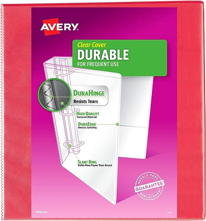 Avery 17837 Durable View Binder with 2" Slant Rings, Blue, 1 Binder