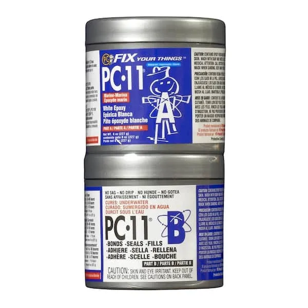 PC-Products PC-11 Epoxy Adhesive Paste, Two-Part Marine Grade, 1lb in Two Cans, Off White 160114