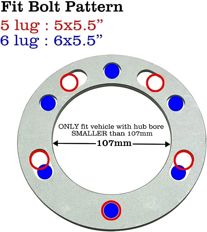 1/4 inch 5x5.5 and 6x5.5 Wheel Spacers Compatible with Chevy Silverado Tahoe ...