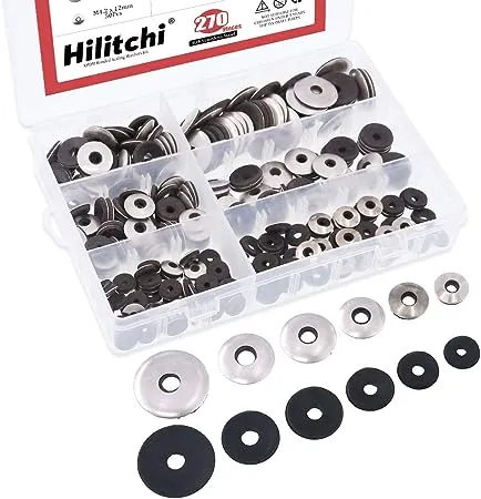 Hilitchi 270-Pcs #6#8#10#12 Stainless Steel Neoprene EPDM Bonded Sealing 