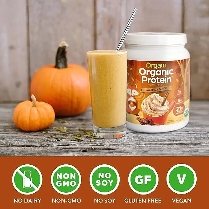 Orgain Organic Vegan Protein Powder, Horchata - 21g Plant Based Protein, 9g Prebiotic Fiber, Low Net Carb, No Lactose Ingredients, No Added Sugar, Non-GMO, For Shakes & Smoothies, 2.03 lb