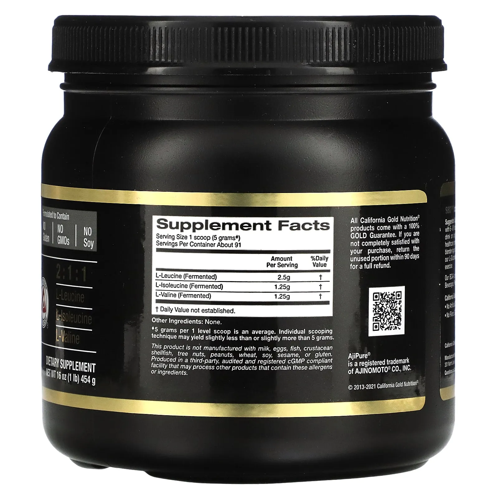 California Gold Nutrition Sport, BCAA Powder, AjiPure®, Branched Chain Amino Acids, 1 lb (454 g)