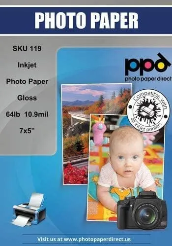 PPD Inkjet Glossy Heavyweight Photo Paper 11x14'' 64lbs. 240gsm 10.9mil x 50 Sheets (PPD123-50)