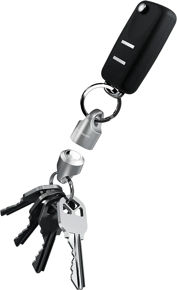 KeySmart MagConnect Magnetic Key Holder for Purse, Key Chains for Car Keys - Detachable Key Ring Quick Release Keychain