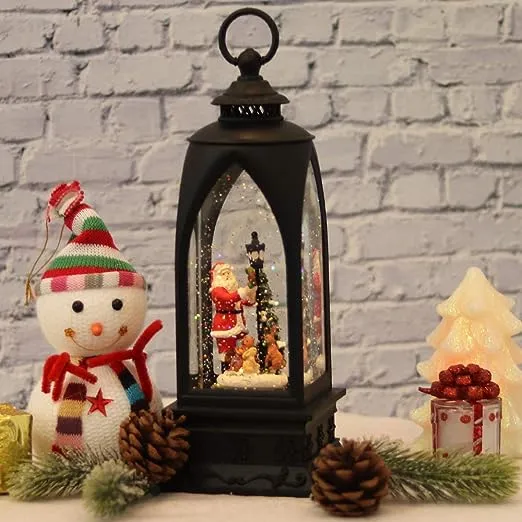 12” Christmas Snow Globe Lantern Snowman with Music &amp; Timer, USB Lined/Batter..<wbr/>.