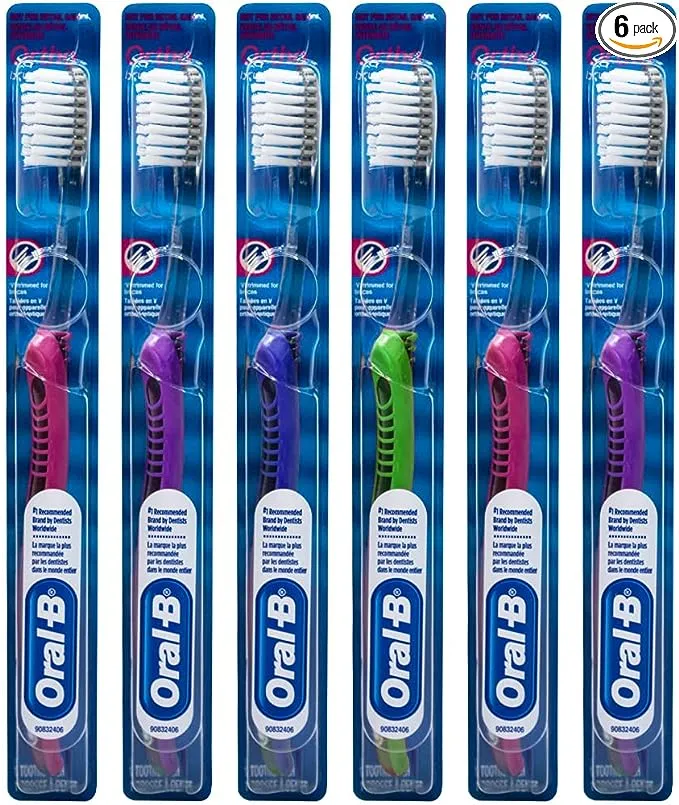 Oral-B Indicator Ortho Toothbrush, Trimmed for Braces, 35 Soft (Colors Vary) - Pack of 3
