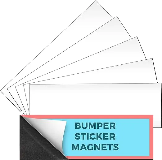 Set of 6 – Bumper Sticker Magnets, Bumper Magnet, Flexible Magnetic Bumper Sticker Sheet with Self Adhesive, Make Your Decal Transferable with These Durable Car Magnets, Size 12” X 4” Thickness 30 Mil