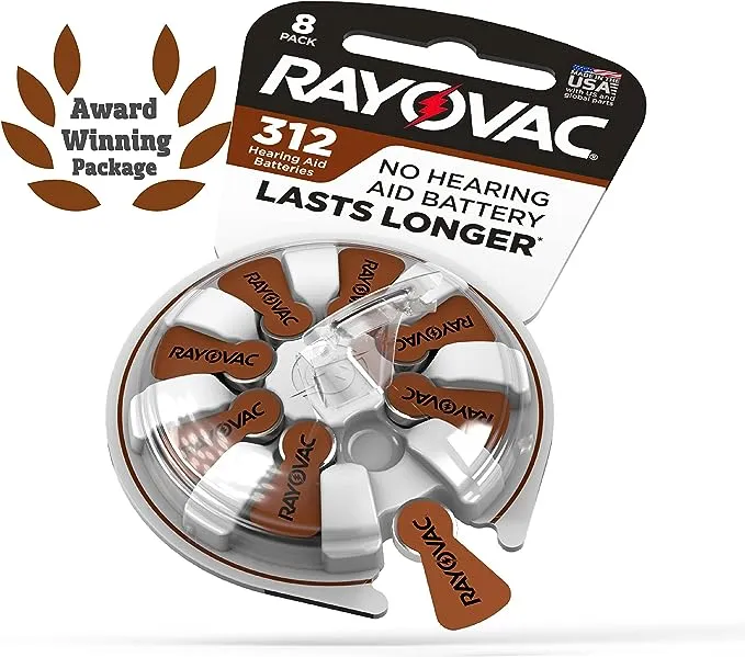 Rayovac Size 312 Hearing Aid Batteries (24 Pack), Size 312 Batteries