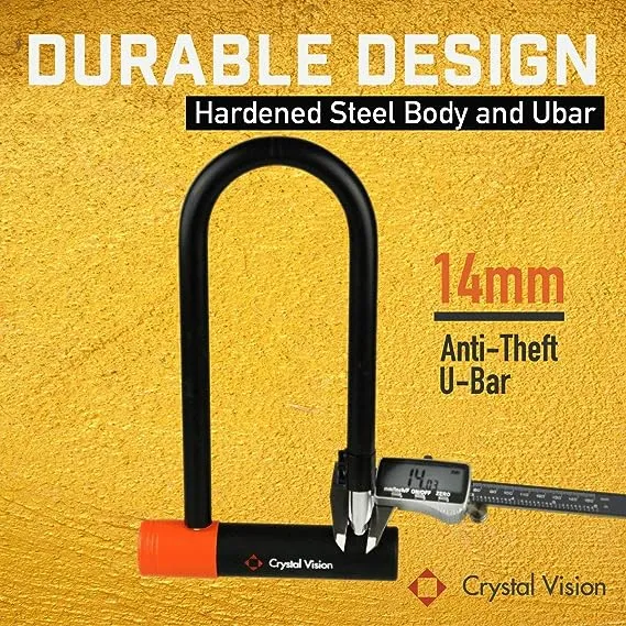 Crystal Vision Anti Theft Loud 130db Alarm Heavy Duty Bike Lock Weather Proof...