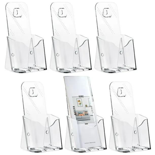 Stockroom Plus 6 Pack Clear Acrylic Brochure Holder Wall Mount