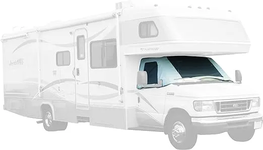 ADCO 2507 Class C Deluxe Windshield Cover With Roll-Up Windows For RV, White