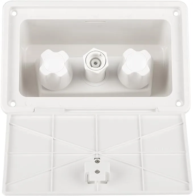 Dura Faucet DF-SA185-WT RV Exterior Spray Box with Hot/Cold Quick Connect Faucet (White)